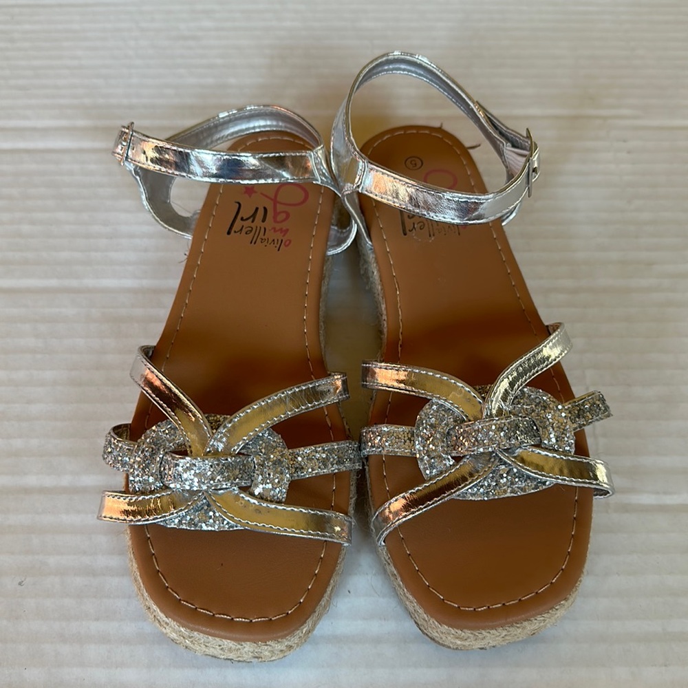 Olivia Miller Girls Flat Espadrilles Silver Size Big Kids 5